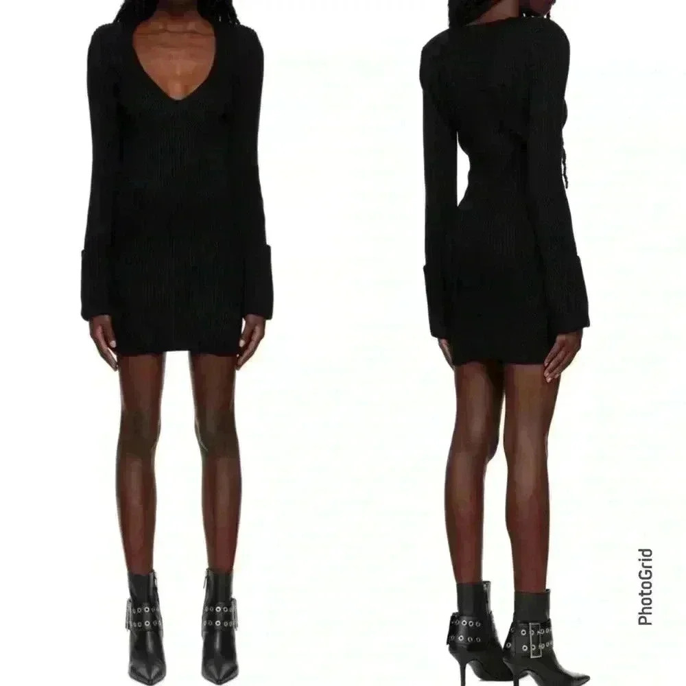 Gauge81 black artik mini dress sweater knit size XL NWT virgin wool